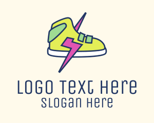 Running - Lightning Bolt Sneakers logo design