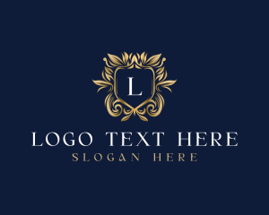 Hotel - Floral Shield  Decorative logo design