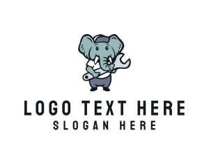 Zoo - Elephant Wrench Mechanic logo design
