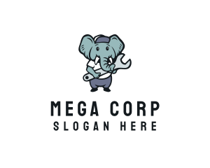 Big - Elephant Wrench Mechanic logo design