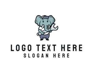 Mascot - Elephant Wrench Mechanic logo design