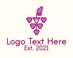 Wine Bar - Grape Wine Glass logo design