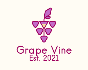 Grapes - Grape Wine Glass logo design