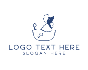 Poodle Dog Bathing logo design