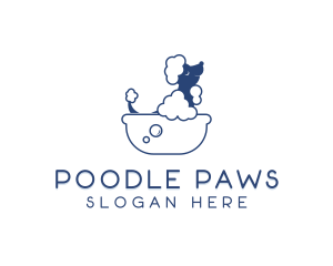 Poodle - Poodle Dog Bathing logo design