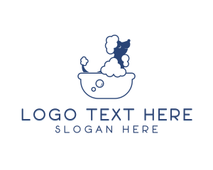 Pet Salon - Poodle Dog Bathing logo design