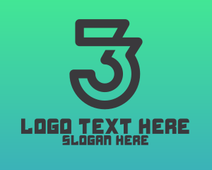 Technology - Minimalist Number 3 Outline logo design