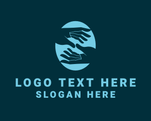 Negative Space - Blue Hand Touch logo design
