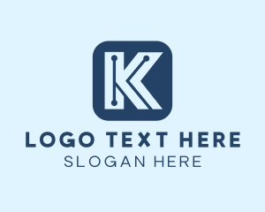 App - Letter K Circuits logo design