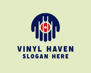 Vinyl - Hand Vinyl Disc logo design