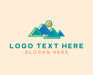 Teal - Mountains Trekking Adventure logo design