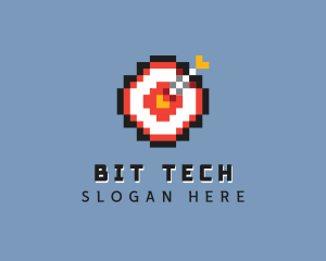 Pixelated Bullseye Game logo design