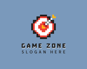 Pixelated Bullseye Game logo design