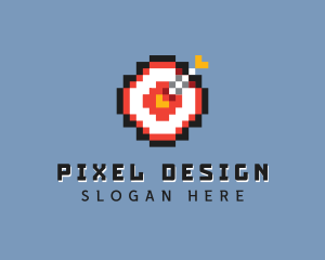 Pixelated Bullseye Game logo design