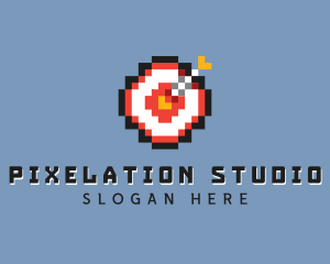 Pixelated Bullseye Game logo design