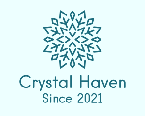 Blue Crystal Snowflake  logo design