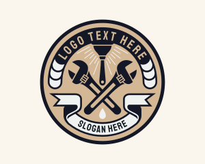 Clog - Plumbing Wrench Plunger Emblem logo design