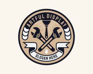 Plumbing Wrench Plunger Emblem  logo design