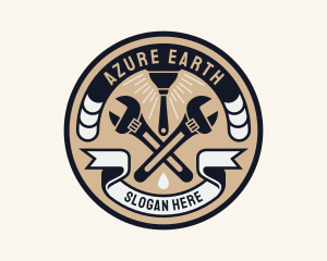 Plumbing Wrench Plunger Emblem  logo design