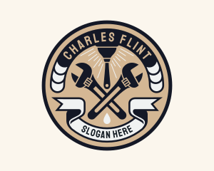 Plumbing Wrench Plunger Emblem  logo design