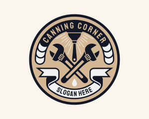 Plumbing Wrench Plunger Emblem  logo design