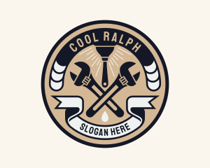 Plumbing Wrench Plunger Emblem  logo design