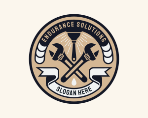 Plumbing Wrench Plunger Emblem  logo design