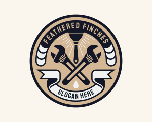 Plumbing Wrench Plunger Emblem  logo design