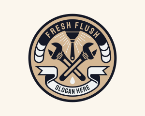 Plumbing Wrench Plunger Emblem  logo design