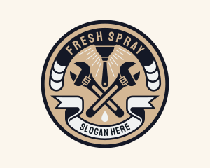 Plumbing Wrench Plunger Emblem  logo design