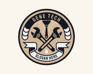 Plumbing Wrench Plunger Emblem  logo design