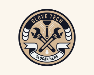 Plumbing Wrench Plunger Emblem  logo design