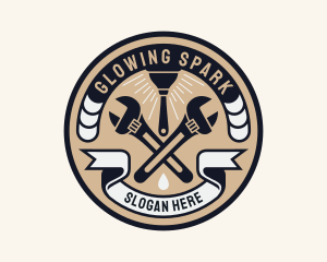 Plumbing Wrench Plunger Emblem  logo design