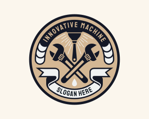 Plumbing Wrench Plunger Emblem  logo design