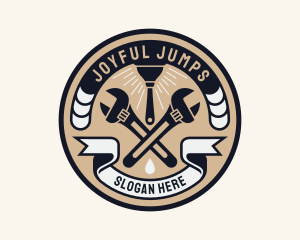 Plumbing Wrench Plunger Emblem  logo design