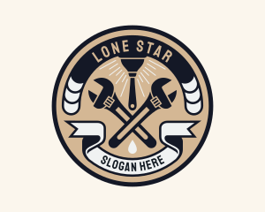 Plumbing Wrench Plunger Emblem  logo design