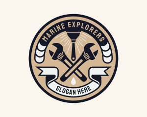 Plumbing Wrench Plunger Emblem  logo design