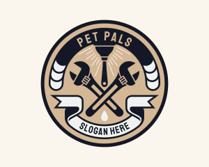 Plumbing Wrench Plunger Emblem  logo design