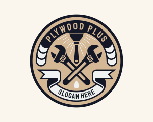 Plumbing Wrench Plunger Emblem  logo design