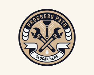 Plumbing Wrench Plunger Emblem  logo design