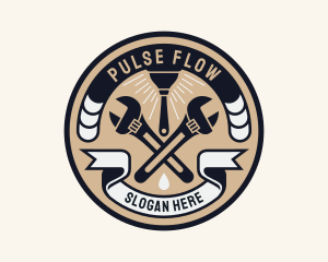 Plumbing Wrench Plunger Emblem  logo design