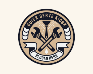 Plumbing Wrench Plunger Emblem  logo design