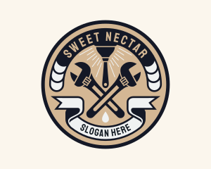 Plumbing Wrench Plunger Emblem  logo design