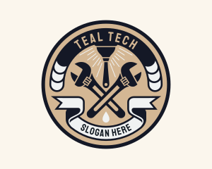 Plumbing Wrench Plunger Emblem  logo design