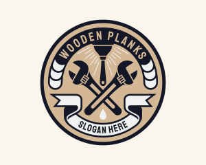 Plumbing Wrench Plunger Emblem  logo design