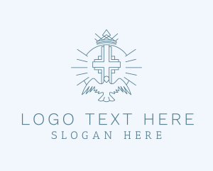 Pastoral - Blue Cross Crown Dove logo design