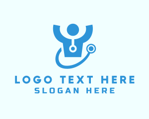 Human Shape - Doctor Stethoscope Checkup logo design