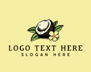 Organic - Coconut Tropical Flower logo design