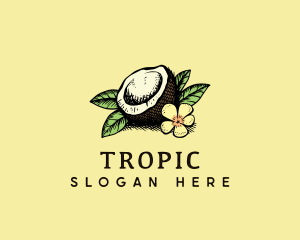 Coconut Tropical Flower logo design