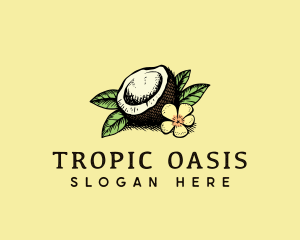 Coconut Tropical Flower logo design